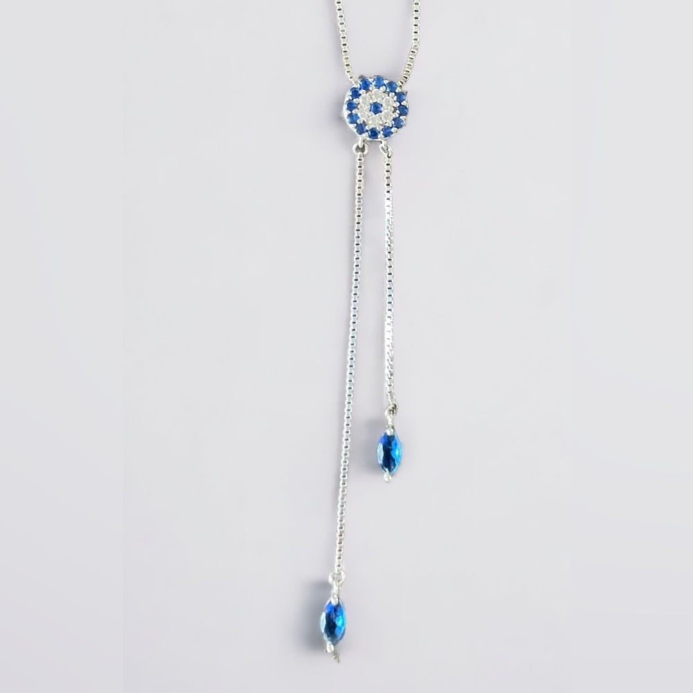 Stella Picciotto Sterling Silver CZ Evil Eye Necklace